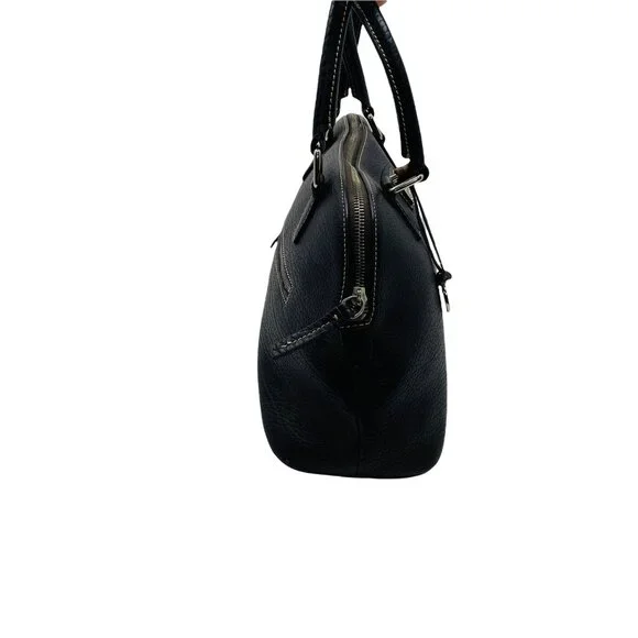 Vintage Dooney & Bourke Embossed Pebbled Leather Satchel Large Black With Should - Picture 2 of 11